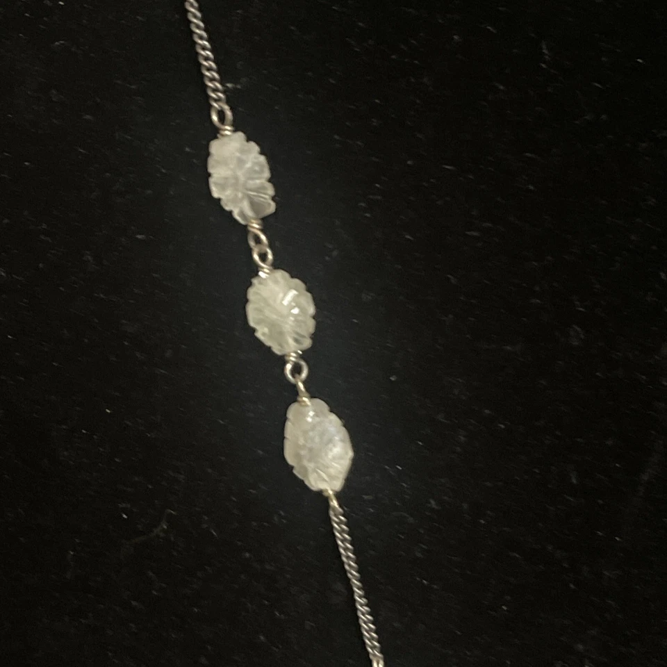 Collar Chan Luu Blanco Esterlina Facetado Flor Luna Piedra Lariat Spike ¡Único! Foto 4 de 4