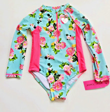 Betsey Johnson Little Girls 5 1 Pc Rash Guard Bodysuit Swimsuit Long Sleeve UV