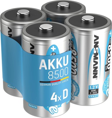 ANSMANN Rechargeable D Batteries 8500mAh maxE ready2use NiMH Professional D Batt
