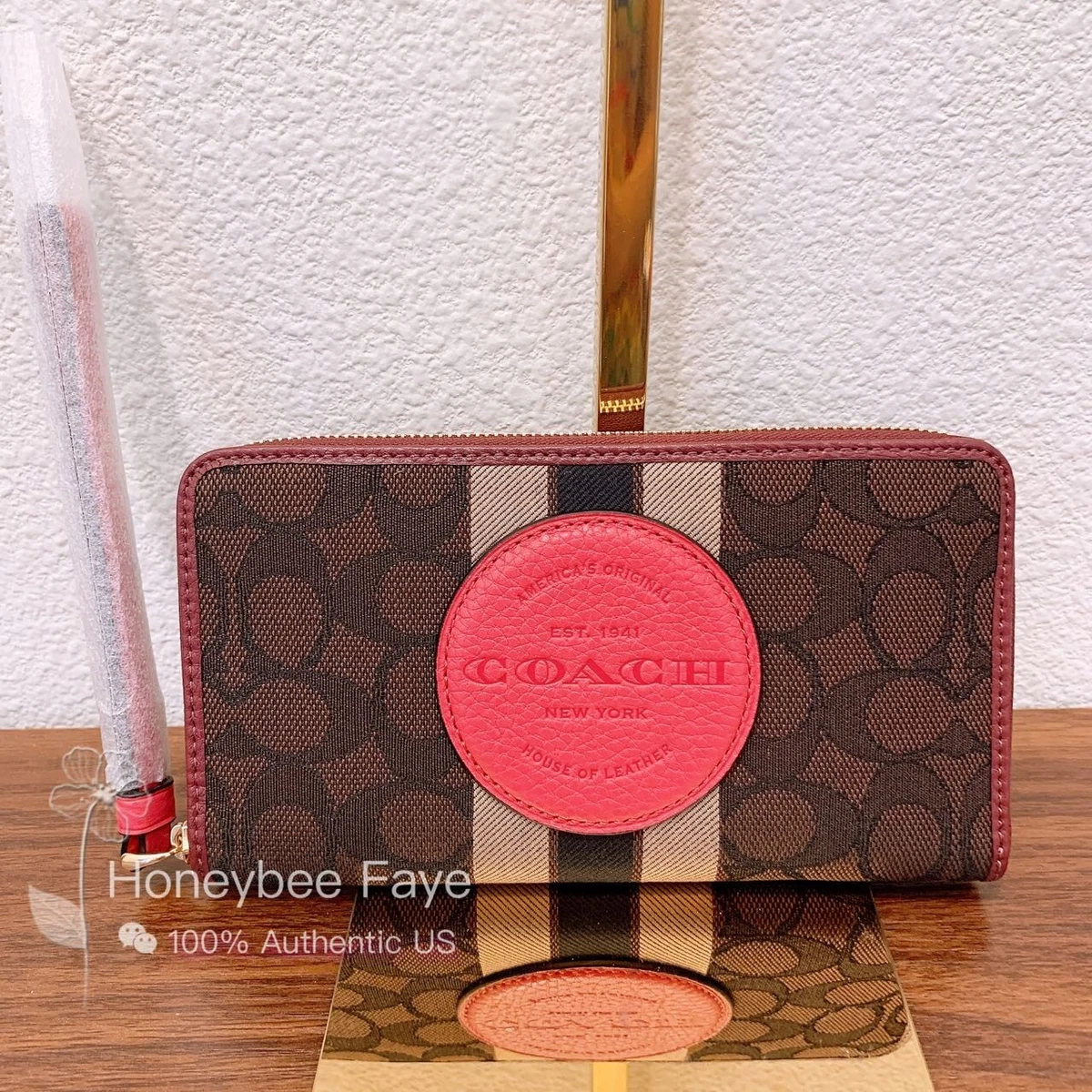 NWT Coach Dempsey Large Phone Wallet In Signature Jacquard With