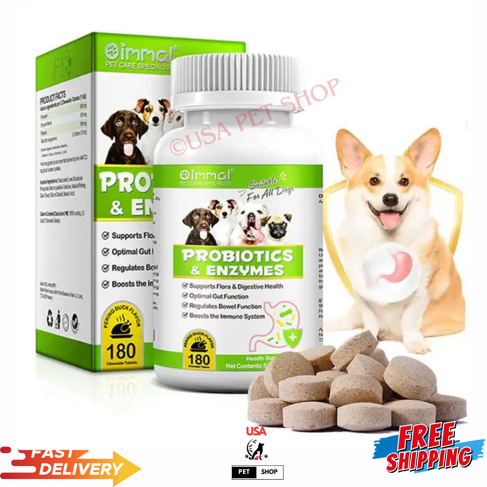 Probiotic For Dogs + Enzyme Blend For Dogs Digestive Gut Sup