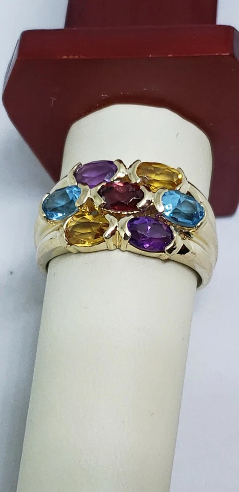 Estate 14k Yellow Gold 3.50ctw Multi Gemstone Ring 6.2 grams Size 9.5 - Image 2 of 4