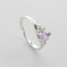 Natural AMETHYST Ring with 6 CZs - Multiple Sizes - 925 STERLING SILVER 1e