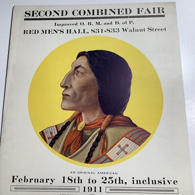 1911 Advertising Sign Fair At Red Men s Hall Reading Pennsylvania Native Indian