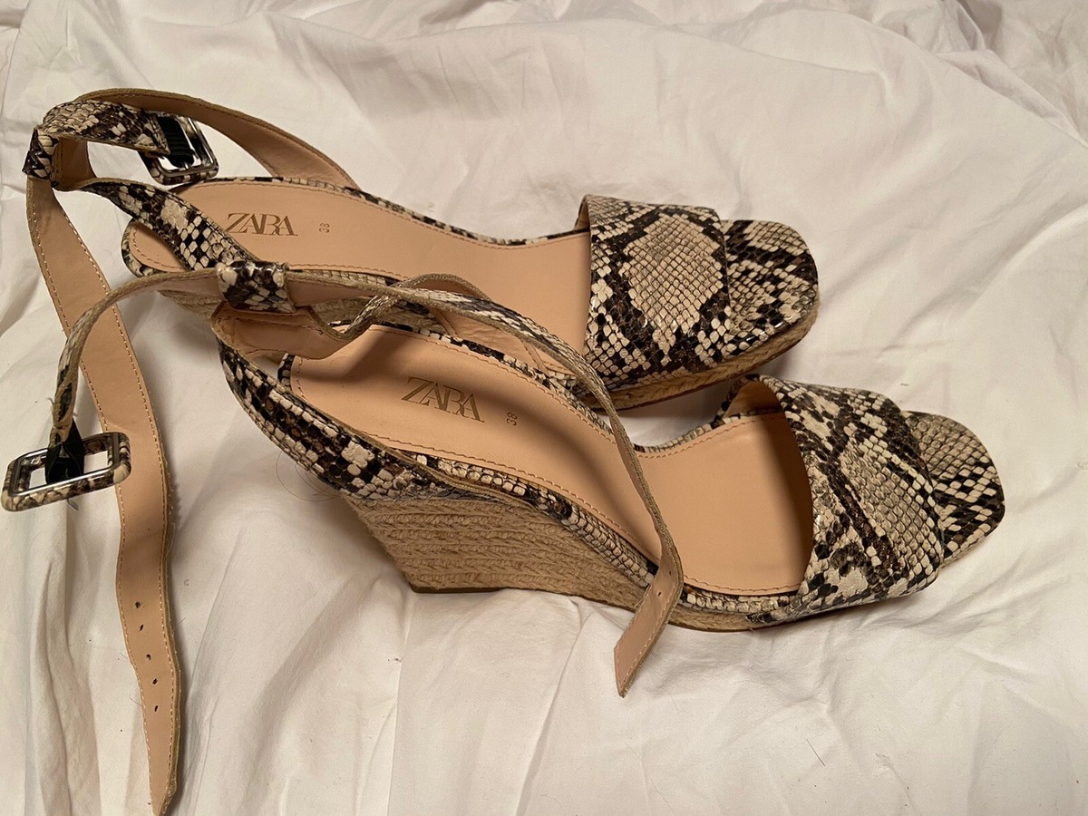 ZARA Faux Snake skin espadrille WEDGES Sandals UK EUR 38