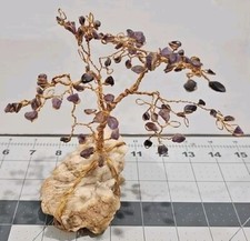 Árbol de alambre de cristal Bonsai AMATISTA/base de piedra gema árbol Feng Shui 