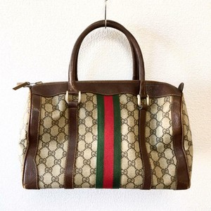 Gucci Shelly Line Gg Old Gucci Mini Boston Travel Hand Bag Beige Brown Leather Ebay