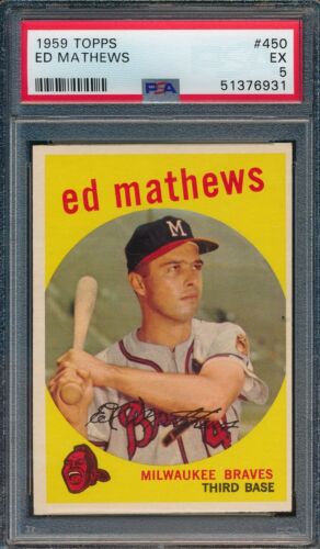 1959 Topps #450 Ed Mathews PSA 5 *OBGcards* - Foto 1 di 2