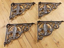 4 Cast Iron Shelf Brackets Fleur De Lis French Bookshelf Corbels Book Wall Gras