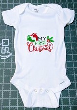 Baby's First Christmas-Gerber Onesie-Machine Embroidered-0-24 months
