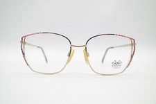 Vintage Luxottica 2119 Gold Red White Oval Glasses Eyeglass Frame NOS