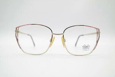 Lunettes Vintage Luxottica ^2119 Or Rouge Blanc Ovales Monture De Lunettes NOS - Photo 1/4