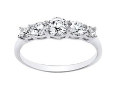 925 Sterling Silver 5 Stone Simulated Diamond Eternity Ring size J to V