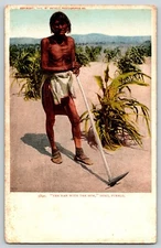 Postcard Man with the Hoe - Moki Pueblo - Native American Indian - Undivided