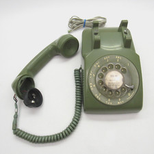 ITT Avocado Green Rotary Desk Phone Model 500 MCM Deco - FOR PARTS/REPAIR DECOR