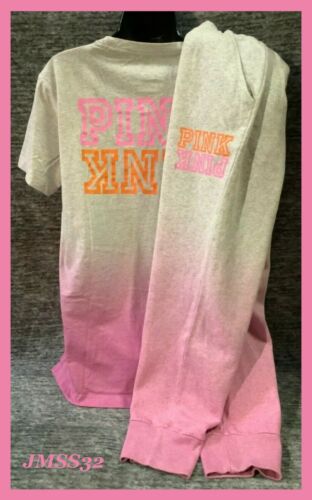 T-shirt Victoria's Secret Pink Ombre Dip Dye Campus + ensemble jogger Bubblegum L - Photo 1/12