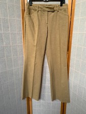 ELIE TAHARI Womens Size 8 Tan Stripe Flat Front Straight Leg Dress Pants Cotton
