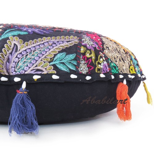 Indian Handmade Cotton Pillow Cover, Multicolor Bohemian Floor Cushion Cover US - Picture 6 of 79