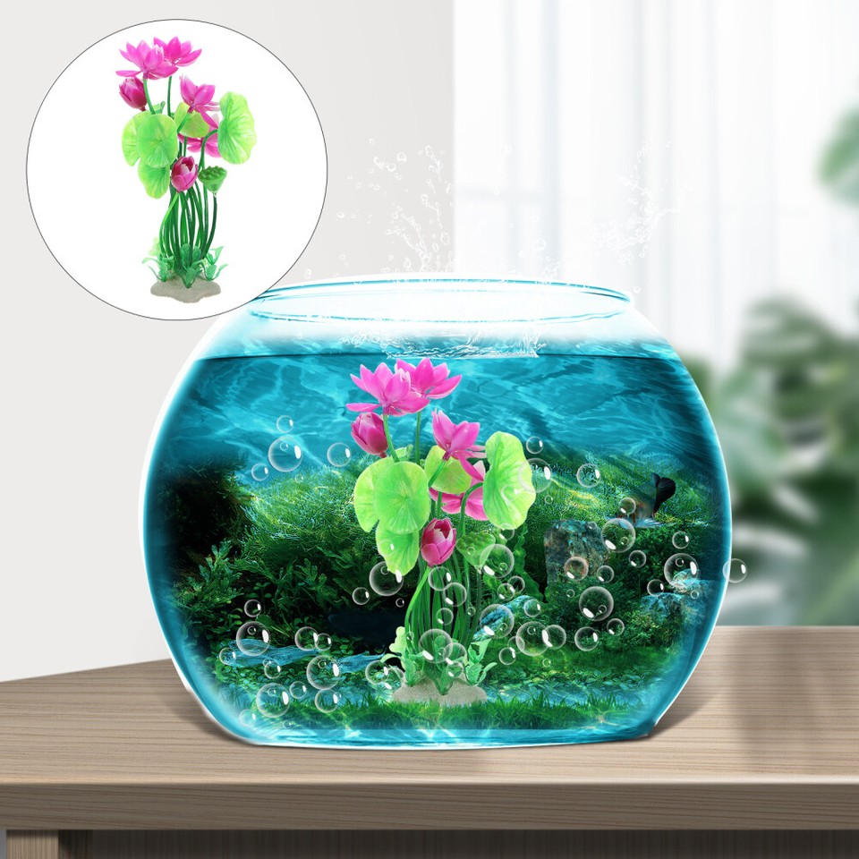 Realistic Water Lily Flowers Bettas Fish Plants Lotus Artificial eBay