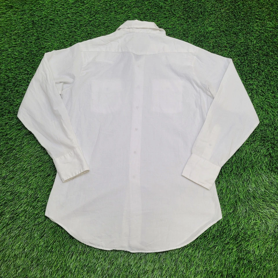 Vintage 80s Sear Western Hippie Shirt Large 16.5 22x32 White - Image 2 of 4