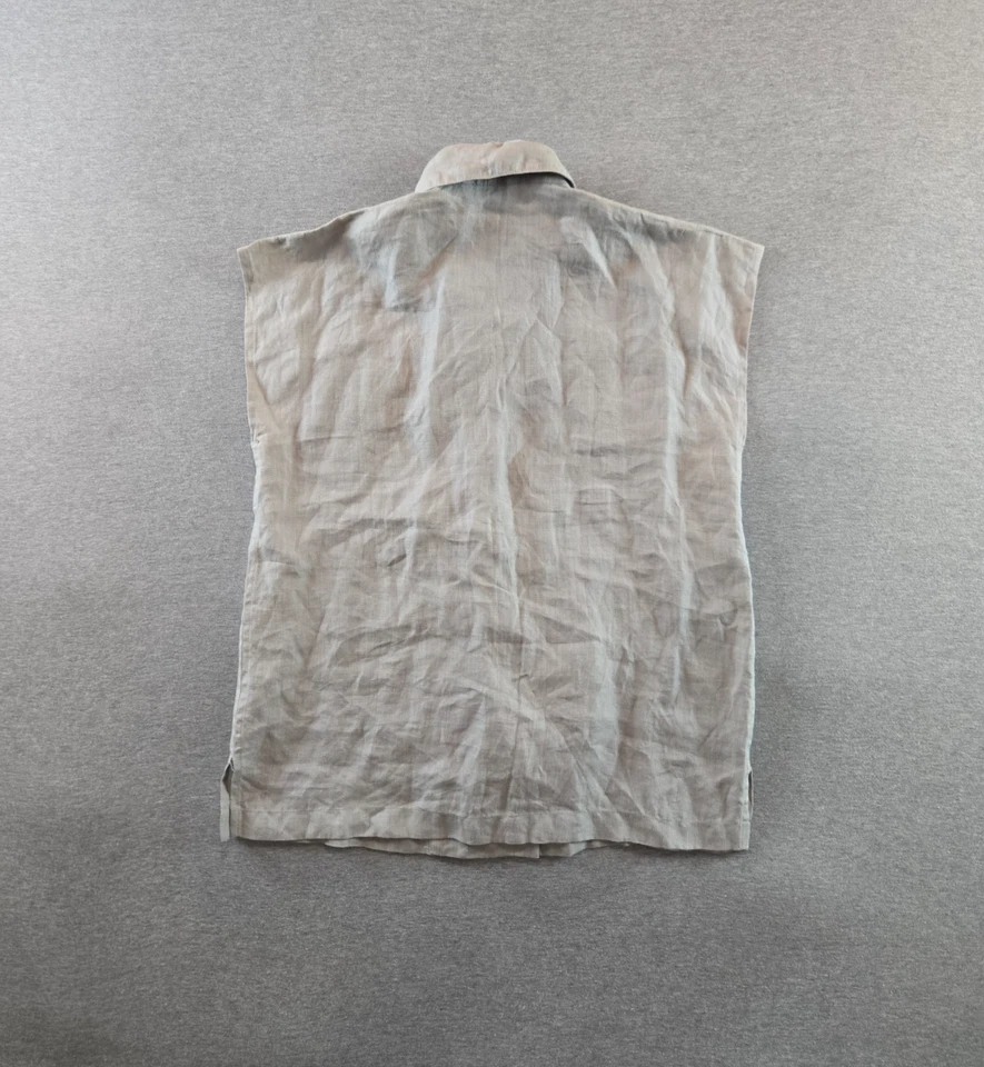 Shamask Original Shirt Womens M Grey 100% Linen Sleeveless Made USA Asymmetrical - Image 2 of 4