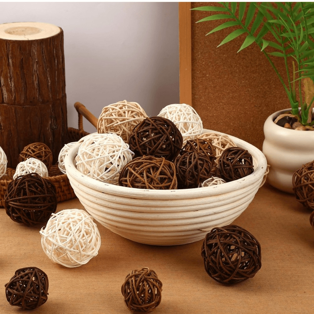 (36) Small Medium Large Rattan Decorative Balls White Beige Brown Wicker Decor