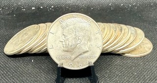 Full Roll (20) 90% Silver Kennedy Half Dollars (Circulated Condition)