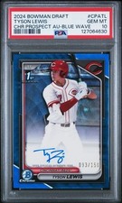2024 Bowman Draft Tyson Lewis Blue Wave Auto/150🔥PSA 10🔥POP 9🔥
