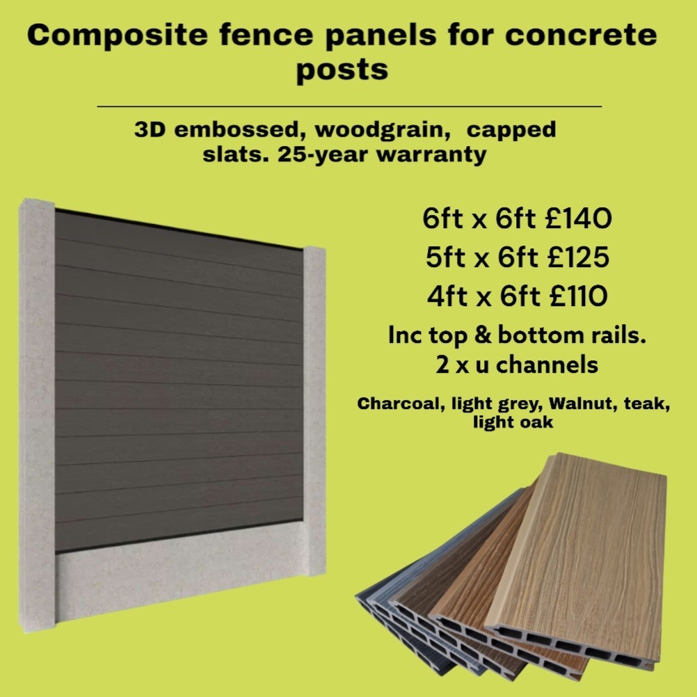 Capped Composite Fence Panel Kits for concrete posts 