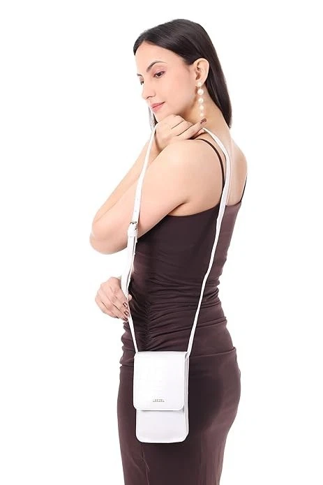 Bolso Bandolera Blanco Cartera Para Niñas y Mujeres Cuero Puro Cartera Doble Plegable para Regalos Foto 2 de 4