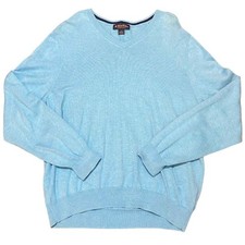 BROOKS BROTHERS supima cotton baby blue v-neck sweater - men's Large