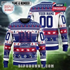 Giants Football Team Personalized Ugly Christmas Sweater