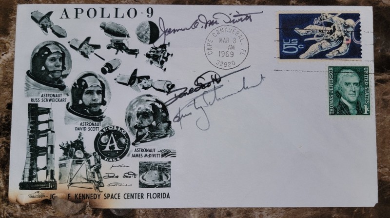 Autographed 1969 Apollo 9 Astronaut FDC signed by Schweickart, Scott, & McDivitt