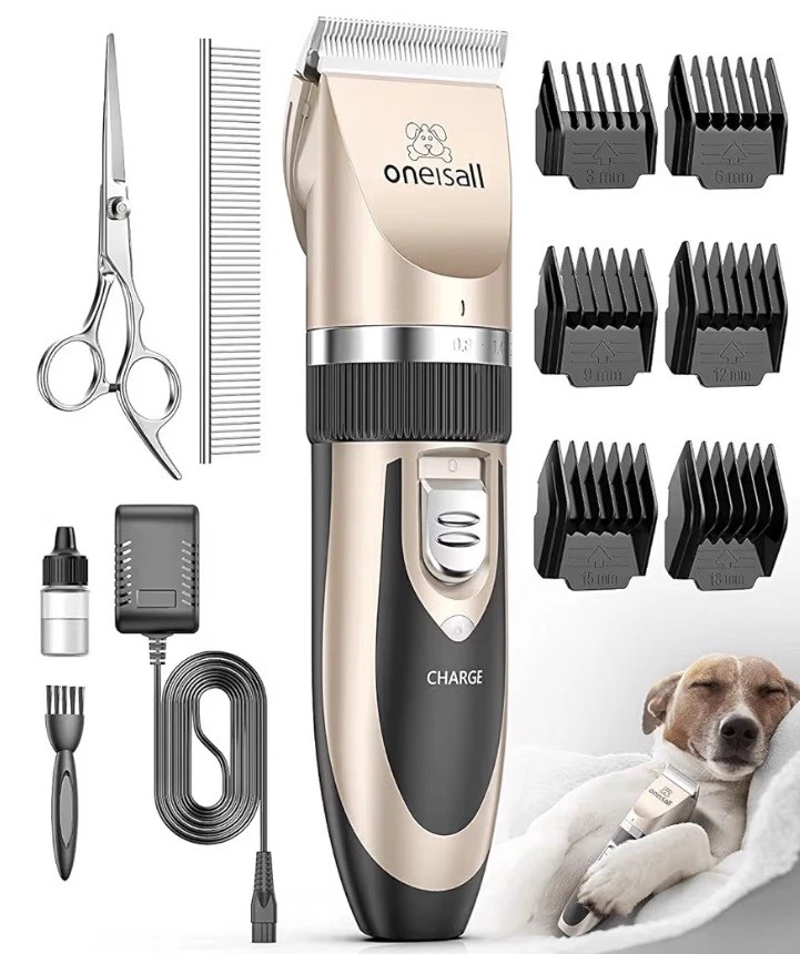 Dog Clipper Low Noise Cordless Electric Grooming Kit for Pets with Guide Combs