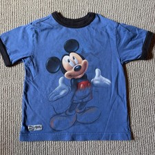 Disney Store Mickey Mouse Ringer Tee Kids XXS 2/3 Blue Classic Graphic Shirt