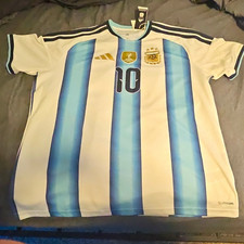 adidas Argentina Lionel Messi #10 Soccer Jersey Men's XL White Light Blue