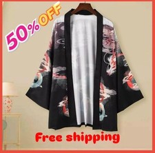 Men Lady Kimono Coat Yukata Outwear Cardigan Retro Chinese Dragon Jacket Top NEW