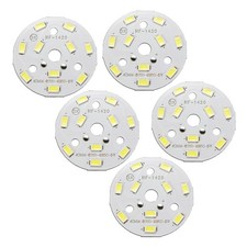 300mA 5W 10x5730SMD LED Chip Card Pure White Aluminum 40mm Diameter 5pcs.