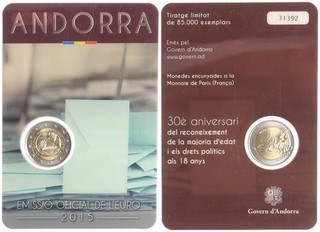Andorra 2 Euro 2015 Stgl in Coincard
