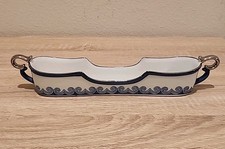 Bombay Company Porcelain Silverware Caddy Blue & White Waves Silver Trim