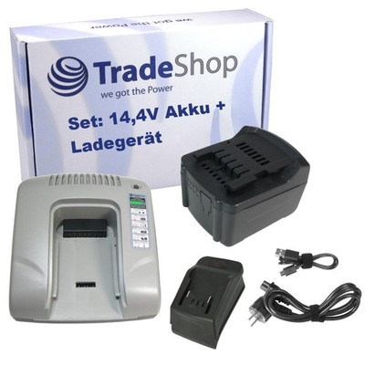 Set: Li-Ion Akku 14,4V 3000mAh + USB Ladegerät für Metabo BSA 14.4-18 LED