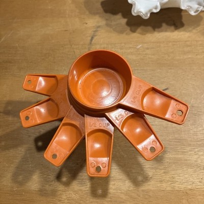 Vintage Tupperware Bright Orange Measuring Cups #C