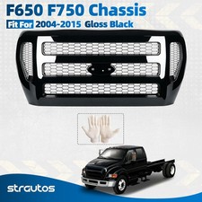 For 2004-2015 Ford F-650 F-750 Front Grille Grill Gloss Black Assembly