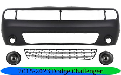 Front Bumper Cover Paintable & Fog Lights Kit For 2015-2023 Dodge Challenger