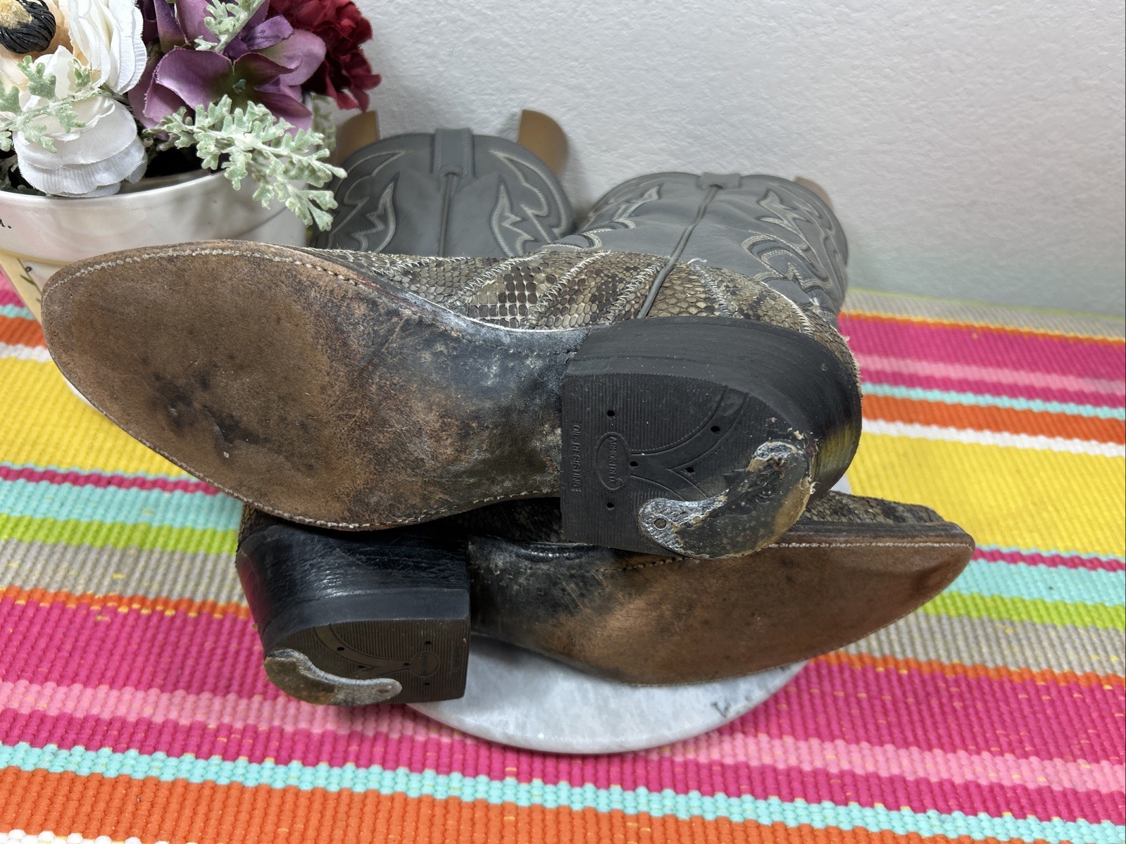 Dan Post Python Snakeskin Gray Leather Western Co… - image 10