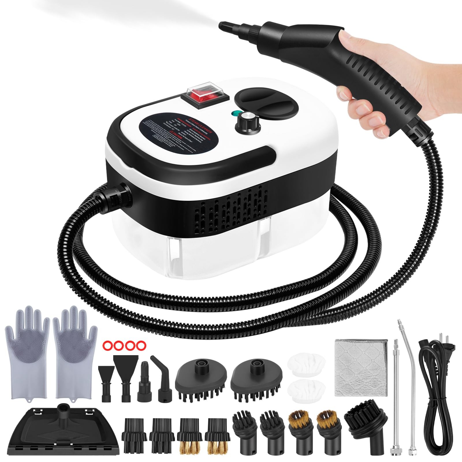 6-Gear Adjustable Steam Cleaner with 15s Heat-Up and 1.29QT Portable Tank-image