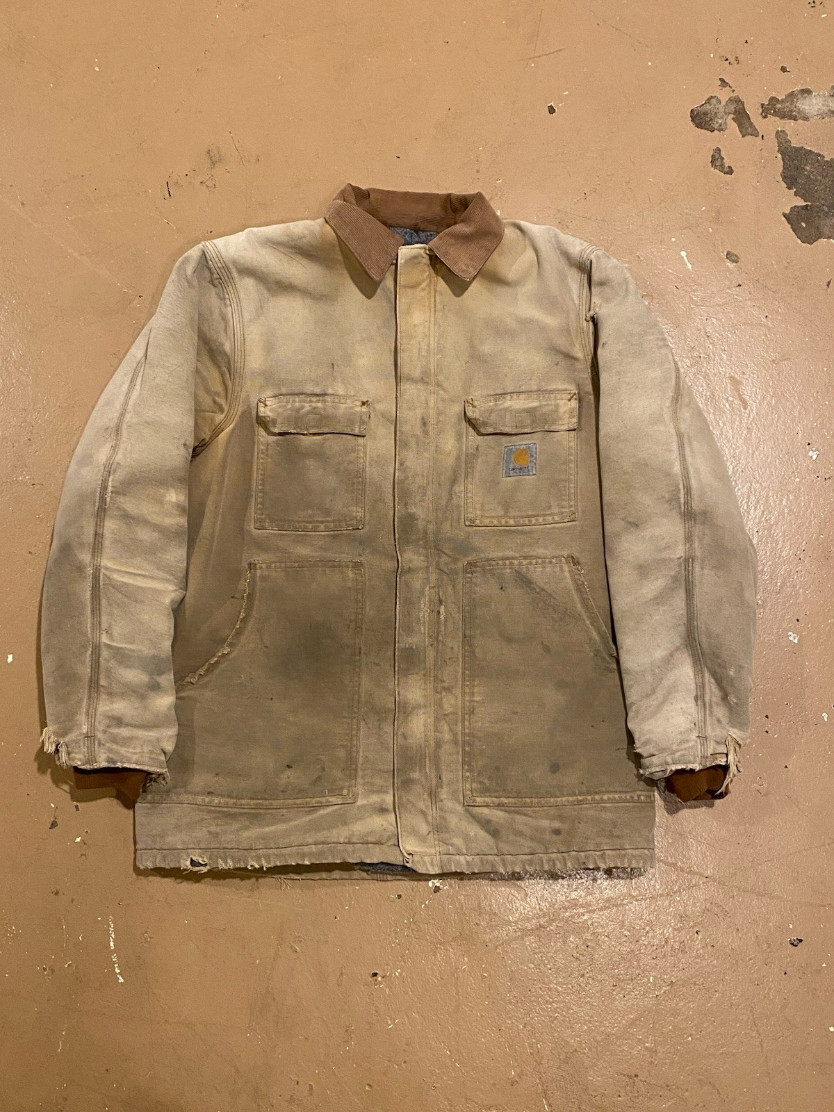 Vintage Carhartt Mens L (Sz 42) Blanket Lined Chore Coat USA Barn Jacket  C04