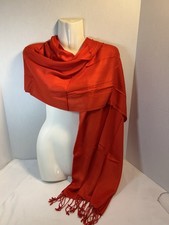 Long Red Shawl, Scarf, Wrap, Pashmina, Soft Feeling, Fringe