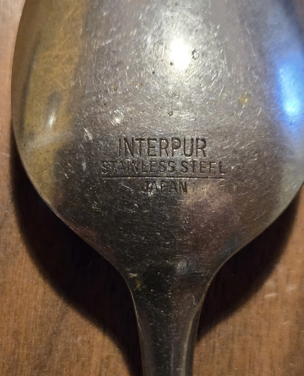 Vtg 17 Pc Set Of Interpur INR2 Stainless Steel Flatware Faux Wood Handle