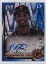 2022 Bowman Chrome Prospect Blue RayWave Refractor 19/150 Ryan Reckley Auto 19ed